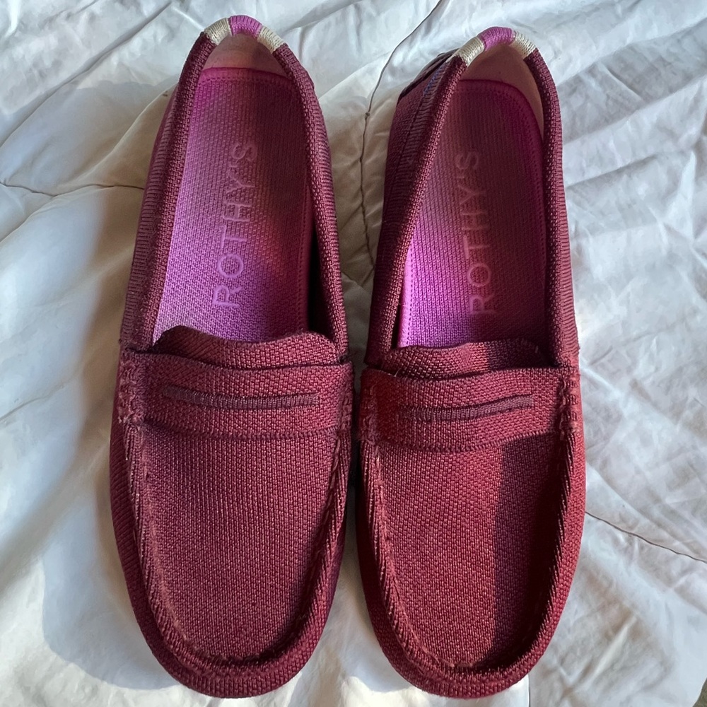 Rothy's Maroon Knit The Daily Driver Loafers